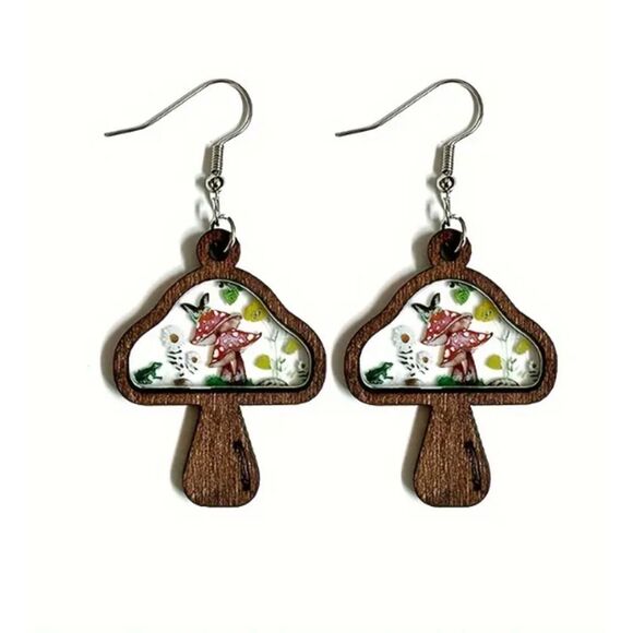 None Jewelry - New! Adorable Groovy Mushroom Dangle Earrings!